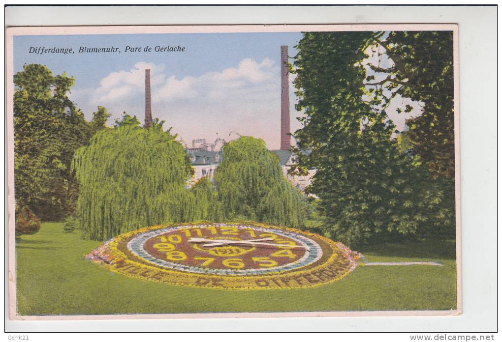 L 4500 DIFFERDINGEN / DIFFERDANGE, Blumenuhr/Horloge Fleurie/Bloem Klok, Parc De Gerlache 1934 - Differdange