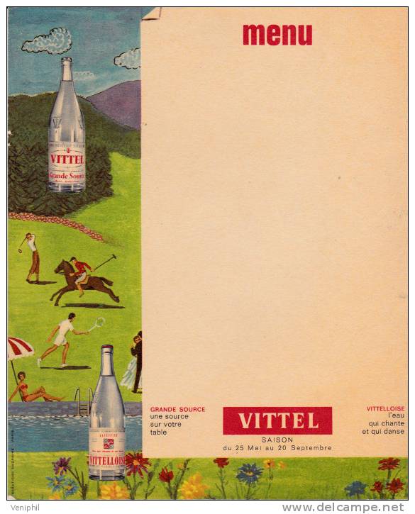 MENU AVEC PUB  VITTEL DES ANNEES 50 - Menükarten