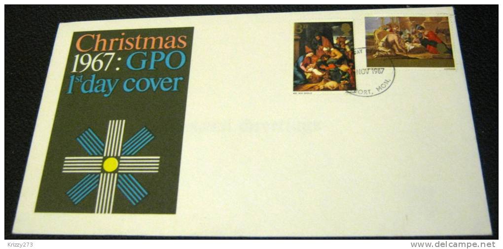 Great Britain 1967 FDC Christmas Postmark Newport Monmouthshire - 1952-1971 Em. Prédécimales