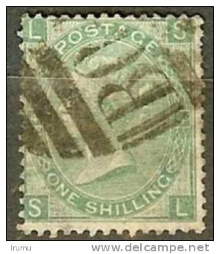 GB 1865 1s Vert Usé - Cat 150 £  (SN 882) - Oblitérés