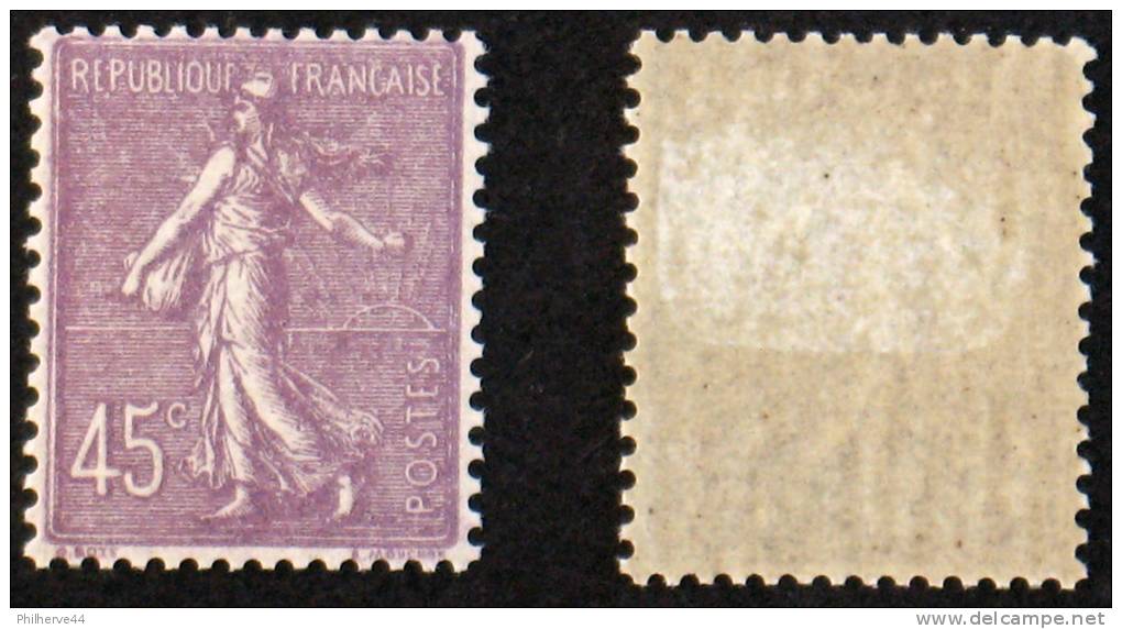 N° 197 45c Semeuse Lignée Neuf N* TB Cote 7€ - 1903-60 Säerin, Untergrund Schraffiert