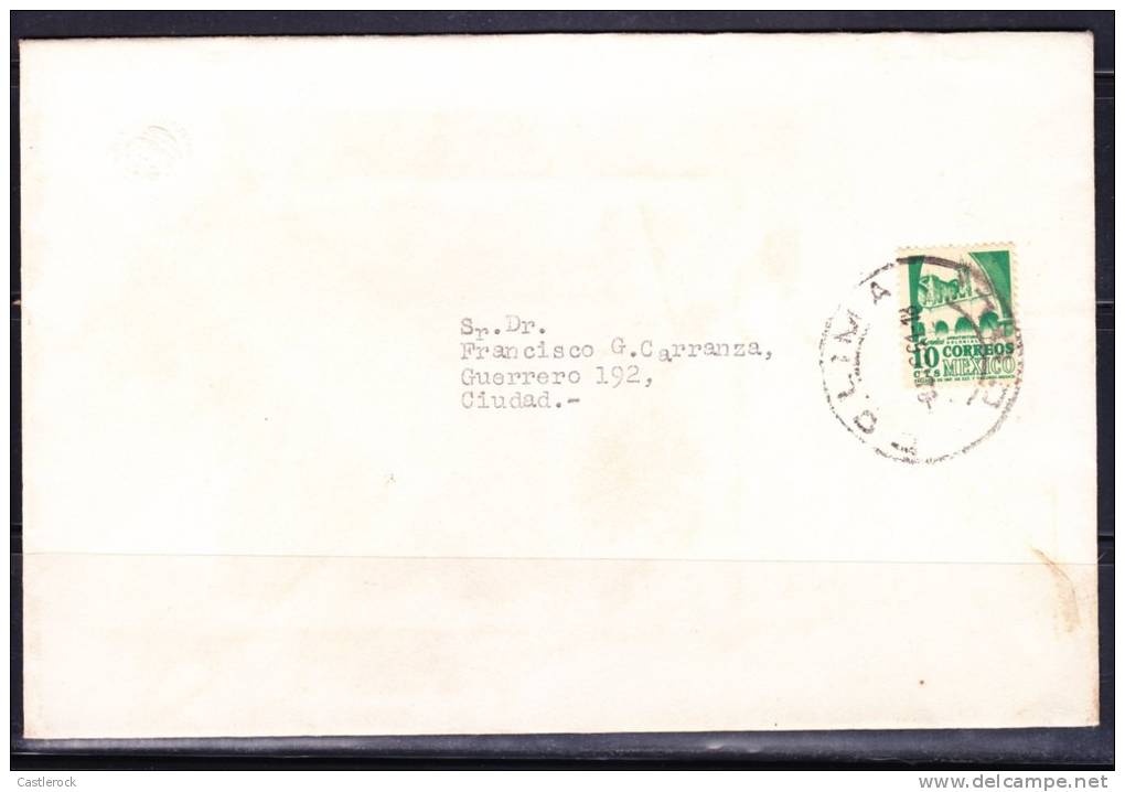R)1950-52 CIRCULATED COVER, COLIMA TO MEXICO D.F. CONVENT MORELOS 10 CTS.STAMP. - Mexico
