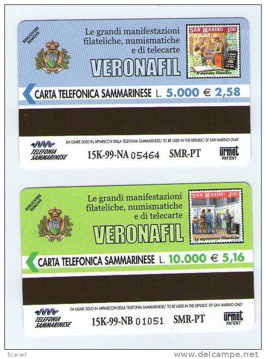 VERONAFIL - 2 Schede Telefoniche San Marino Nn. 45/46 - 1999 - Tiratura 15.000 - Saint-Marin