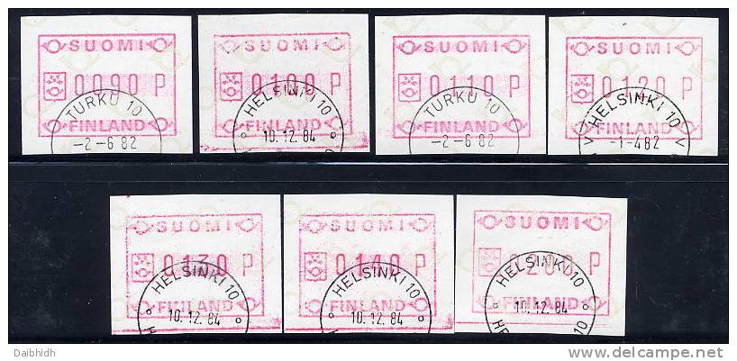 FINLAND 1982 First Issue, Seven Different Values Used.  Michel 1 - Machine Labels [ATM]