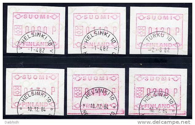 FINLAND 1982 First Issue, 6 Different Values Used.  Michel 1 - Machine Labels [ATM]