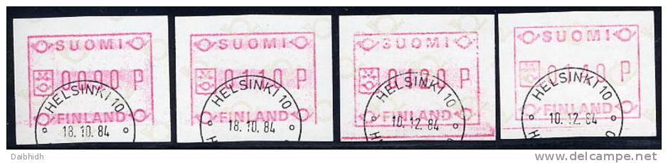 FINLAND 1982 First Issue, 4 Different Values Used.  Michel 1 - Timbres De Distributeurs [ATM]