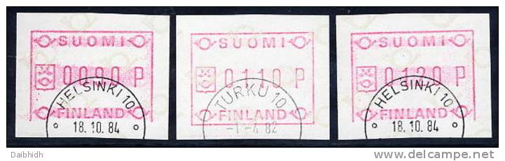 FINLAND 1982 First Issue, 3 Different Values Used.  Michel 1 - Automaatzegels [ATM]