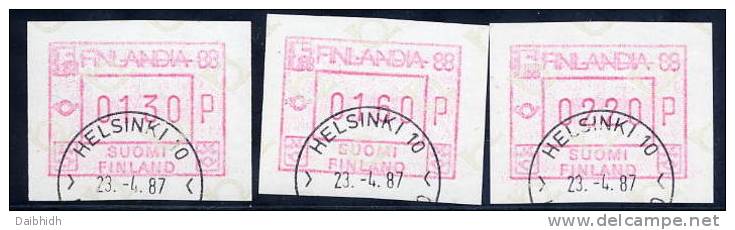 FINLAND 1986 FINLANDIA 88 3 Different Values Used .  Michel 2 - Machine Labels [ATM]