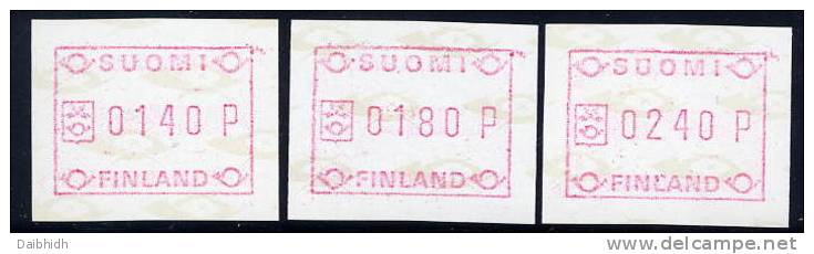 FINLAND 1988 Definitive Issue 3 Different Values MNH / ** .  Michel 3 - Automatenmarken [ATM]