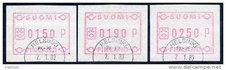 FINLAND 1989 Definitive  Issue 3 Different Values Used .  Michel 5 - Automaatzegels [ATM]