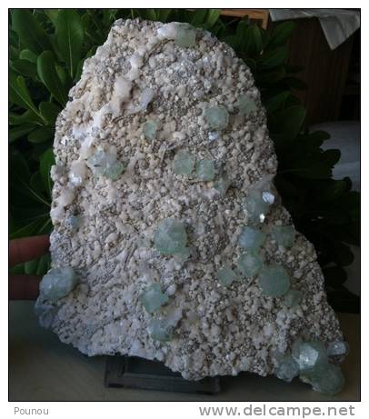 - HUGE - CUBIC GREEN BLUE APOPHYLLITE ON WHITE HEULANDITE SPECIMEN - 2.464 GRAMS - Minéraux