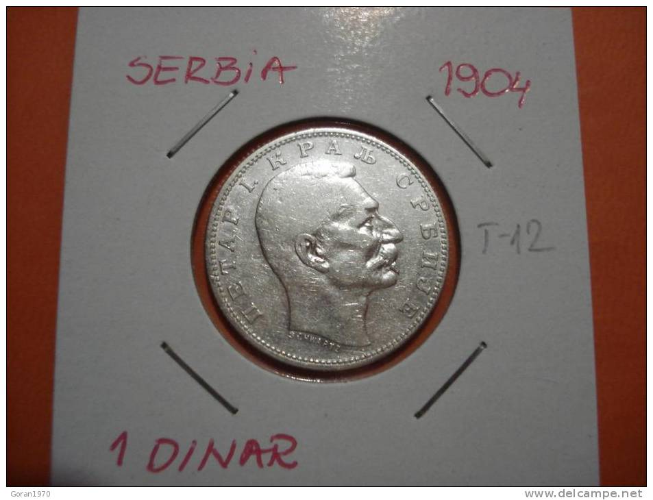 SERBIJA 1 DINARA 1904 / Ag83.5% 5g, KM25 - Serbien