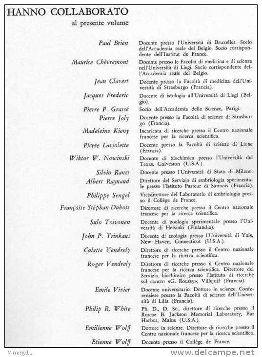 Enciclopedia delle Scienze Biologiche - !961 - La materia Vivente- vol. n°01- L'Essere Vivente - Prima Edizione