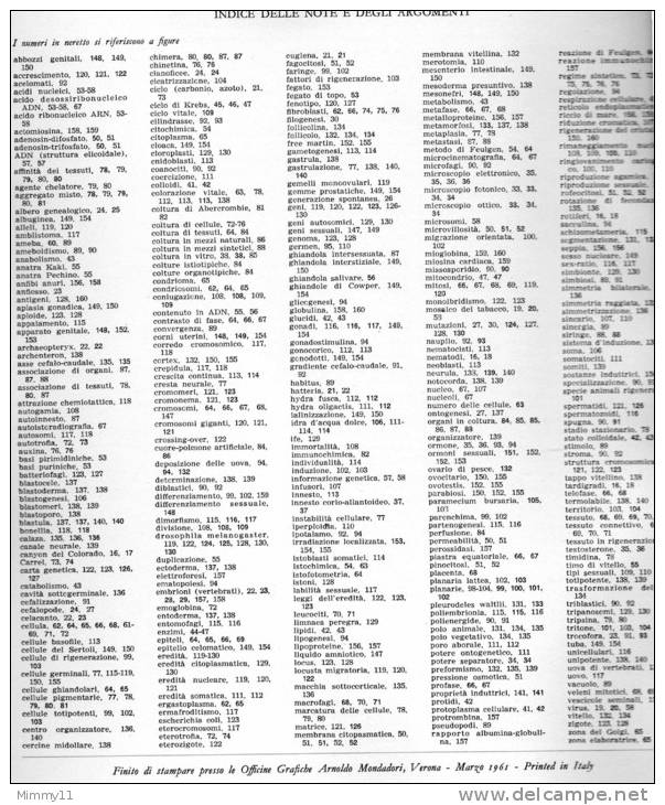 Enciclopedia delle Scienze Biologiche - !961 - La materia Vivente- vol. n°01- L'Essere Vivente - Prima Edizione