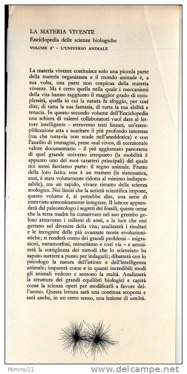 Enciclopedia Delle Scienze Biologiche - !961 - La Materia Vivente- Vol. N°02- L´Universo Animale- Prima Edizione - Enciclopedie