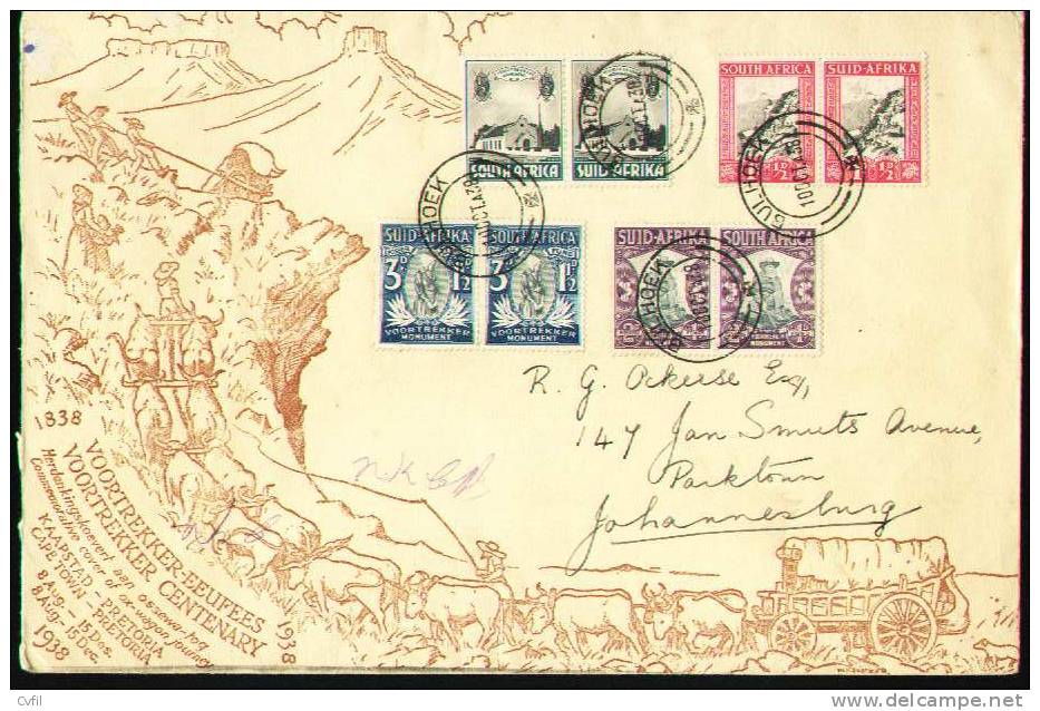 SOUTH AFRICA 1938 - Commemorative Cover With The Issue For The Voortrekker Monument Of 1933, Circulated - Storia Postale