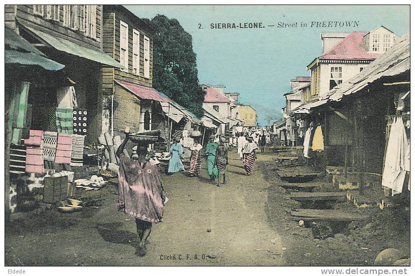 Sierra Leone Freetown No 2 Street Cliché C.F.A.O.Post. Used 1914 Ship Gascogne - Sierra Leone