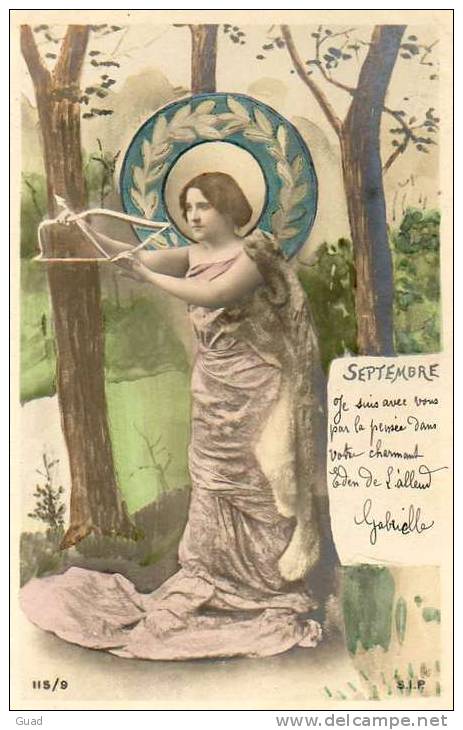 SIGNE DU ZODIAQUE - FEMME ART NOUVEAU  - SEPTEMBRE TIR A L'ARC - Archery