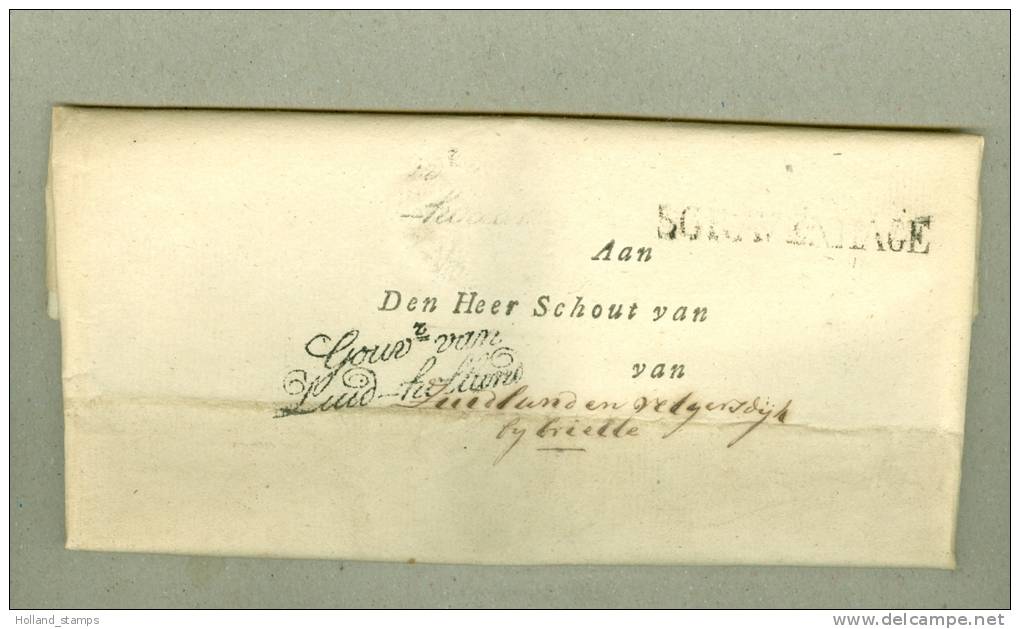 VOORLOPER * KOMPLETE BRIEF Uit 1817 Van De GOUVERNEUR TE Z-HOLLAND Uit DEN HAAG Naar DEN SCHOUT ZUIDLAND BRIELLE (6127) - ...-1852 Voorlopers