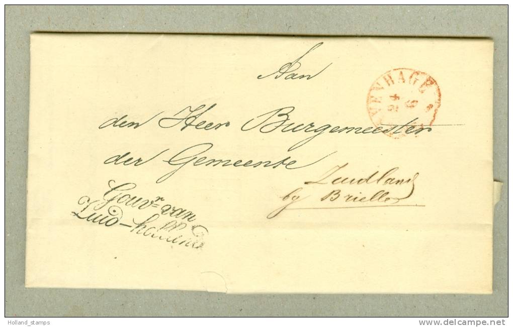 VOORLOPER * KOMPLETE BRIEF Uit 1848 Van De GOUVERNEUR Te Z HOLLAND Uit DEN HAAG Naar De BURG Te  ZUIDLAND BRIELLE (6125) - ...-1852 Préphilatélie