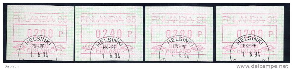 FINLAND 1994 FINLANDIA '95  Issue, 4 Different Values Used.  Michel 21 - Viñetas De Franqueo [ATM]