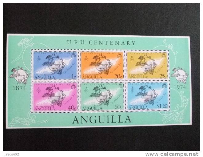 ANGUILLA 1974  UPU Yvert Nº 167 / 172 ** + BF 6 ** - Anguilla (1968-...)