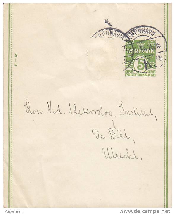 ## Denmark (Uprated) Postal Stationery Ganzsache Entier Streifband 5 Ø (58-H) KØBENHAVN 1931 UTRECHT Netherlands 2 Scans - Postwaardestukken