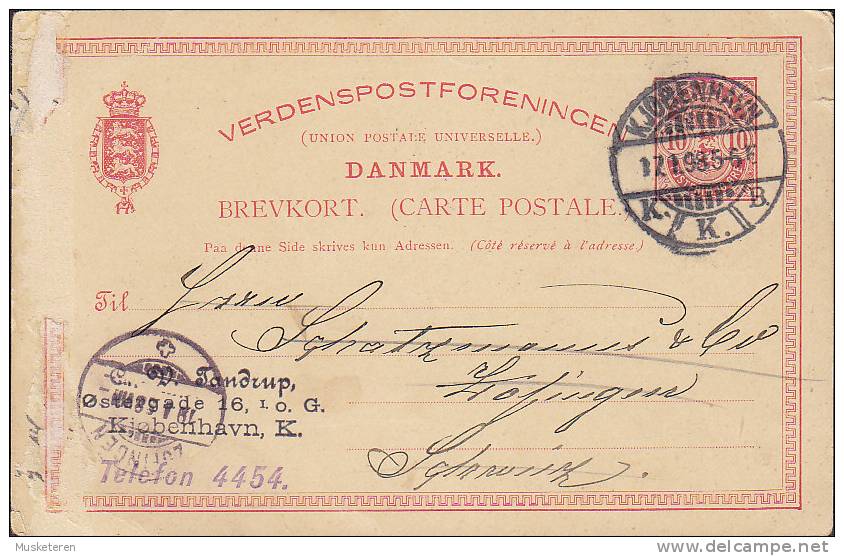 ## Denmark Postal Stationery Ganzsache Entier Brevkort KØBENHAVN 1898 To ZOFINGEN Suisse Switzerland (2 Scans) - Postwaardestukken