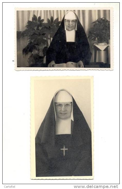 VROENHOVEN-KLOOSTERZUSTER-SISTER-NUN-4 FOTOKAARTEN-UITG. REMI VERSCHELDE-MAASMECHELEN-WIJDING 14 APRIL 1955-ZIE 2 SCANS - Riemst