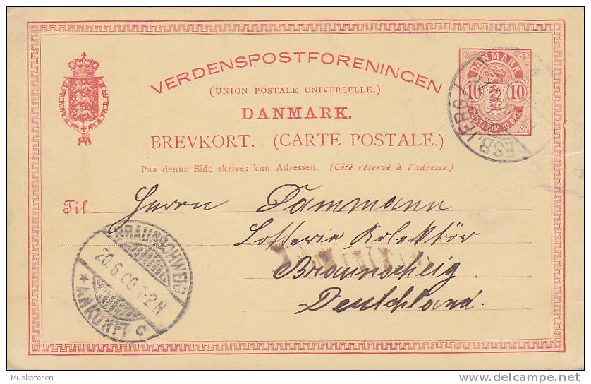 Denmark Postal Stationery Ganzsache Entier Brevkort 10 Ø ESBJERG 1900 To BRAUNSCHWEIG Germany (2 Scans) - Postal Stationery