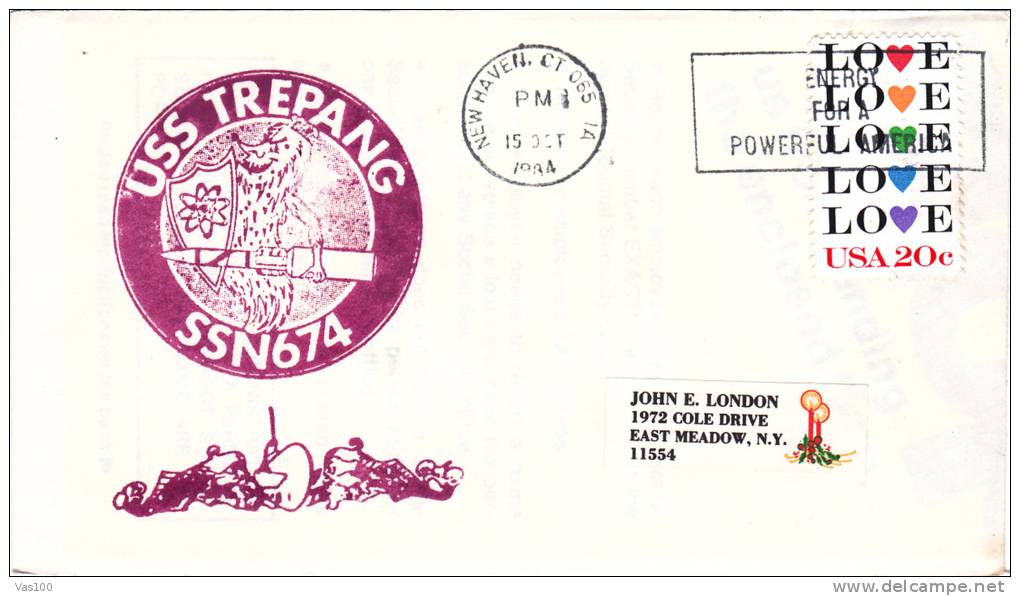 SUBMARINE,SOUS-MARINS ATOMIC,USS TREPANG  SSN674  1984 COVER USA. - U-Boote