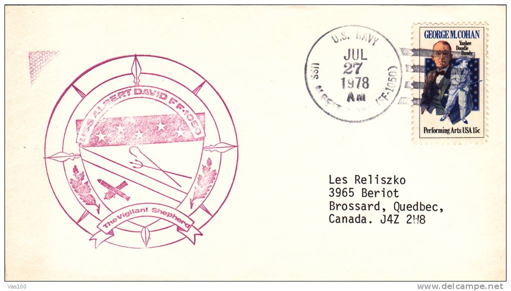 SUBMARINE,SOUS-MARINS ATOMIC,USS  ALBERT DAVID  FF-1050 ,THE CIGILANT SHEPHEARD  1978  COVER USA. - U-Boote