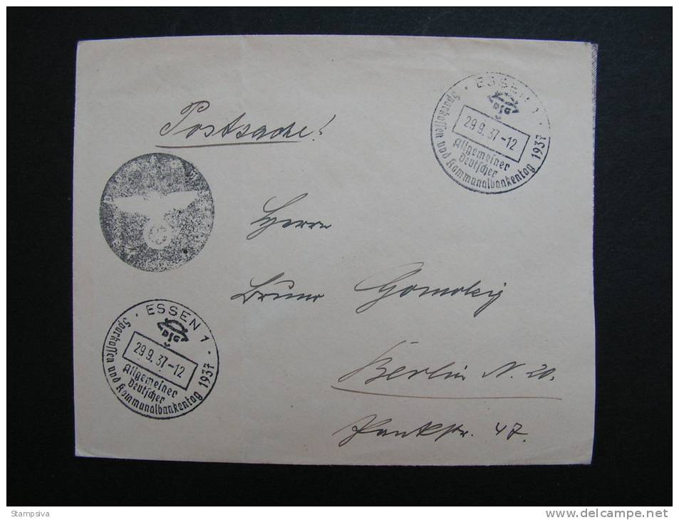 == DR Brief Postamt  Essen  SST Tag 1937  +  Negativstempel Auf Postsache, Bug - Briefe U. Dokumente