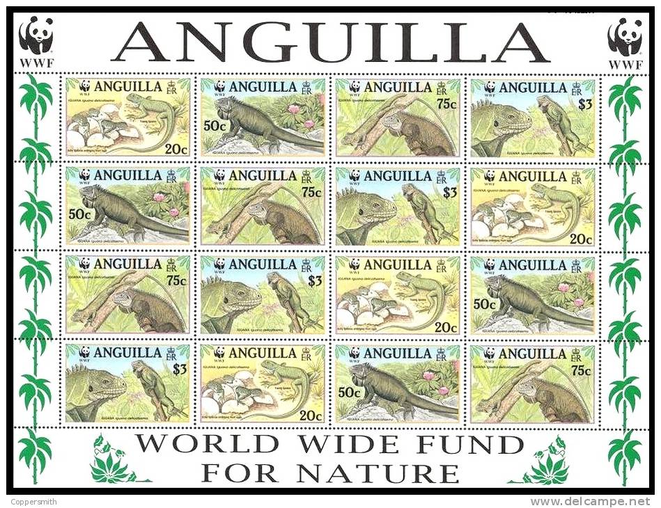 (002) Anguilla  WWF / Animals / Animaux / Tiere / Dieren / Reptiles Sheetlet  ** / Mnh  Michel 988-91 KB - Anguilla (1968-...)