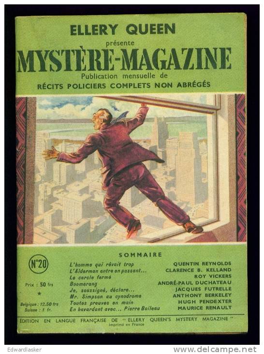 MYSTERE MAGAZINE N°20 : Nouvelles De Roy Vickers, André-Paul Duchateau, Jacques Futrelle, Etc - Opta - Ellery Queen Magazine