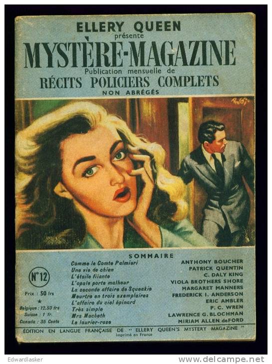 MYSTERE MAGAZINE N°12 : Nouvelles De Patrick Quentin, Eric Ambler, Etc - Opta - Ellery Queen Magazine