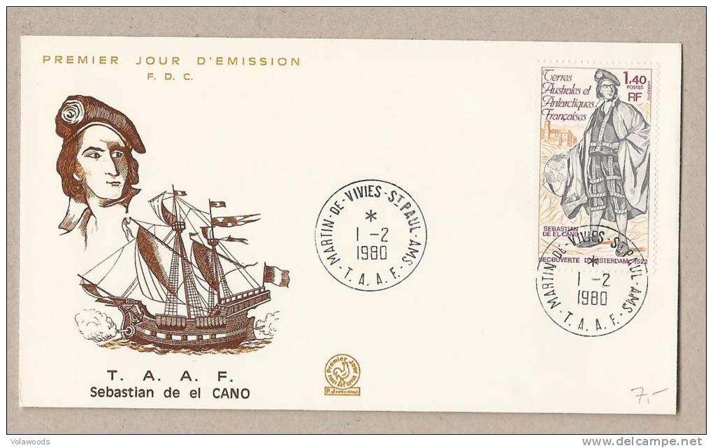 TAAF - Busta Fdc: Sebastian De El CANO - 1980 - FDC