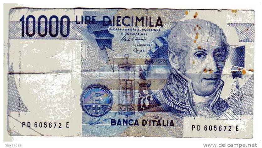 BILLET ITALIE - P.112 - 10000 LIRE - 1984 - ALESSANDRO VOLTA - MAUSOLEE - YEUX NOIRS - 10.000 Lire