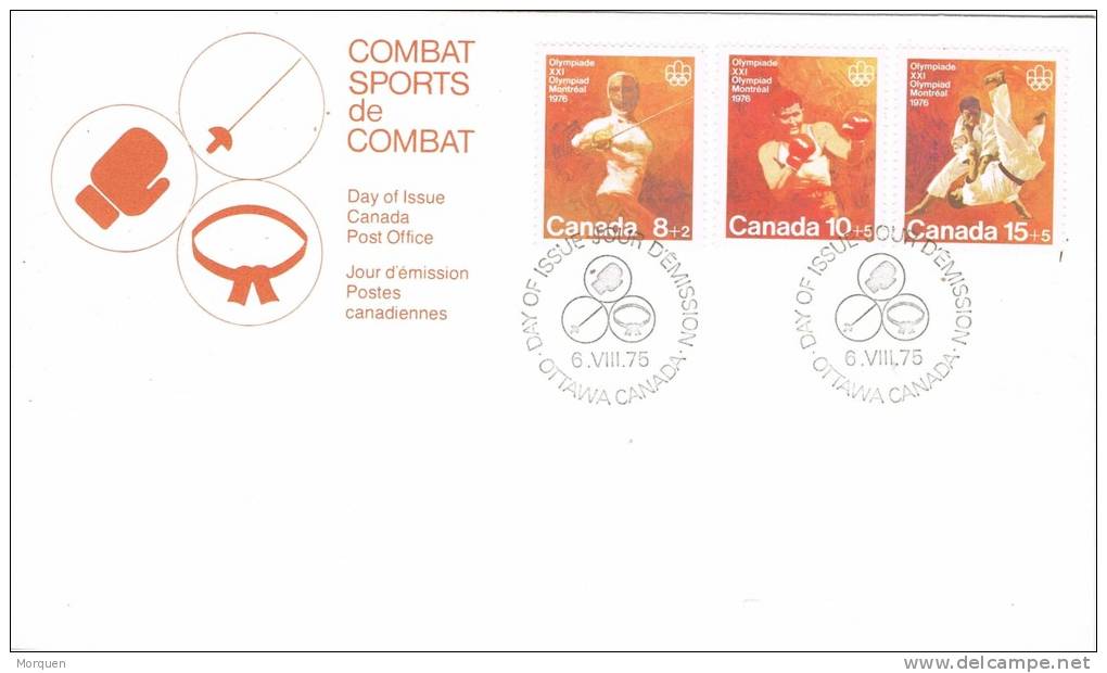 Carta OTTAWA (Canada) 1975. Judo, Boxe Y Esgrima Sport - Covers & Documents