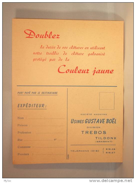 Bon De Commande Pour Fil Galvanisé. Usines Gustave Boël Division Trebos à Tildonk (Brabant) - 1950 - ...