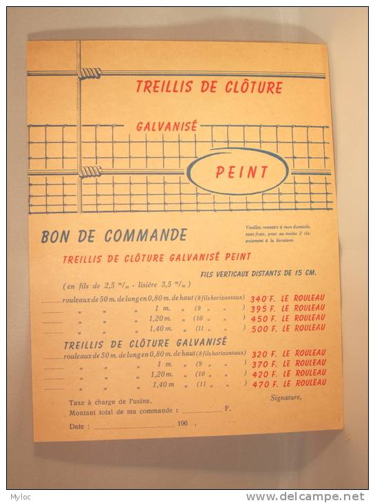 Bon De Commande Pour Fil Galvanisé. Usines Gustave Boël Division Trebos à Tildonk (Brabant) - 1950 - ...