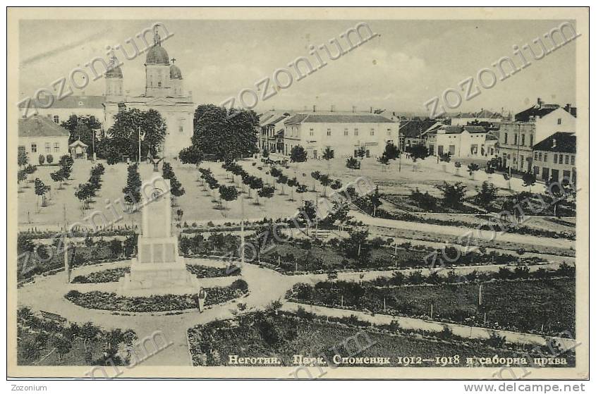1933 NEGOTIN Park I Saborna Crkva,stamps Red Cros, Srbija Serbia, Old Photo Postcard - Brieven En Documenten