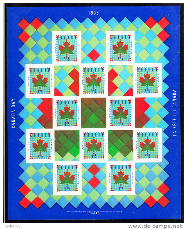 Canada MNH Scott #1607a Sheet Of 12 Plus 5 Labels 45c Maple Leaf Quilt - Canada Day - Neufs