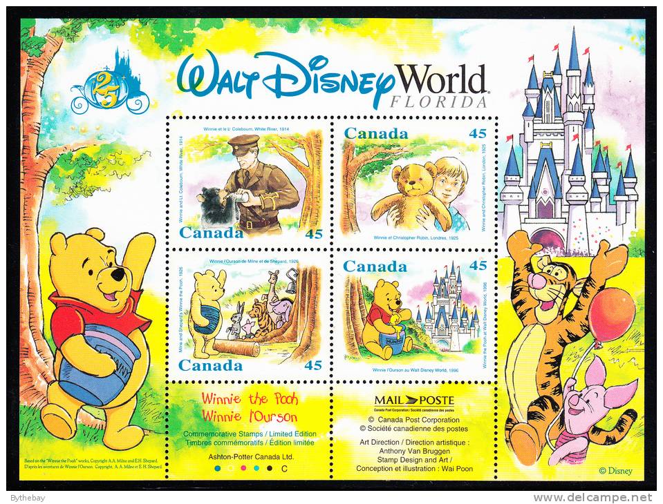 Canada MNH Scott #1621b Souvenir Sheet Of 4 45c Winnie The Pooh - Disney