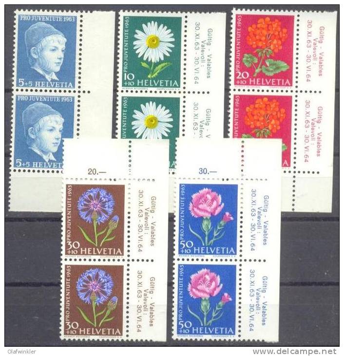 1963 Pro Juventute ER-Paare  Zum 200-4 / Mi 786x-88x;789y-90y / Sc B329-33 / YT 721a-23a;724-25 Postfrisch/neuf/MNH - Neufs