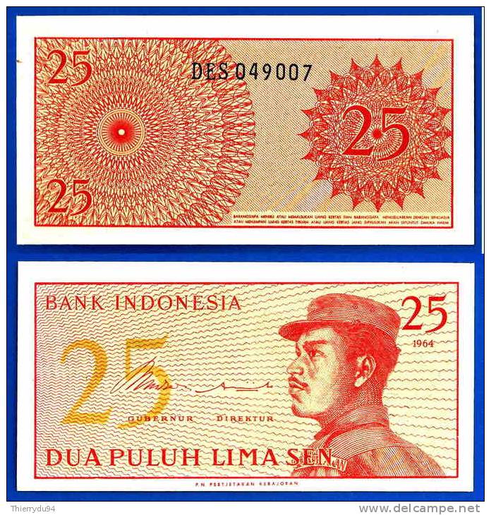 Indonesie 25 Sen 1964 Neuf Indonesia Uncirculated Militaire Military UNC Non Circulé Skrill Paypal OK - Indonesia