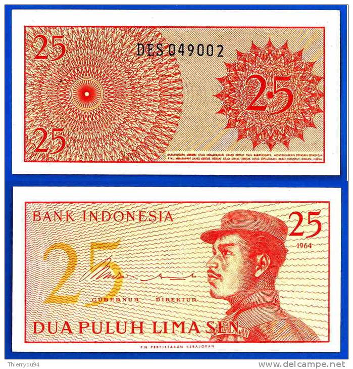 Indonesie Lot 10 X 25 Sen 1964 Neuf Indonesia Uncirculated Militaire Military UNC Non Circulé Skrill Paypal OK - Indonesia