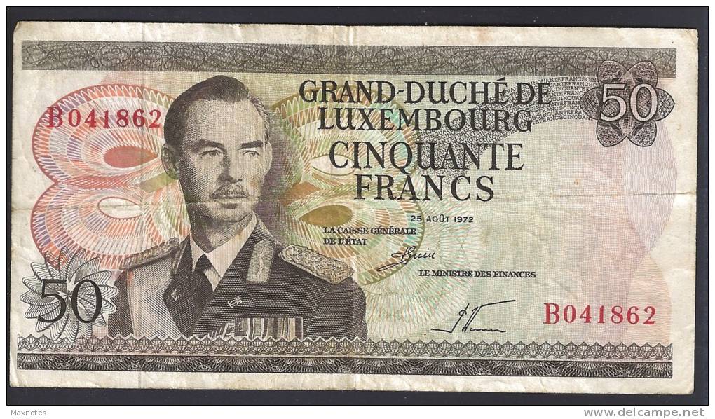 LUSSEMBURGO (LUXEMBOURG) : 50 Francs - 1972 -VF (SN : B041862) - Lussemburgo