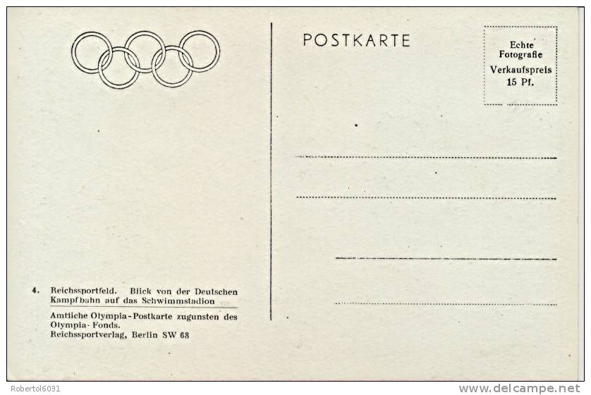 Germany 1936 Picture Postcard XI Summer Olympic Games Of Berlin Stadium Of Swimming Mint - Swimming