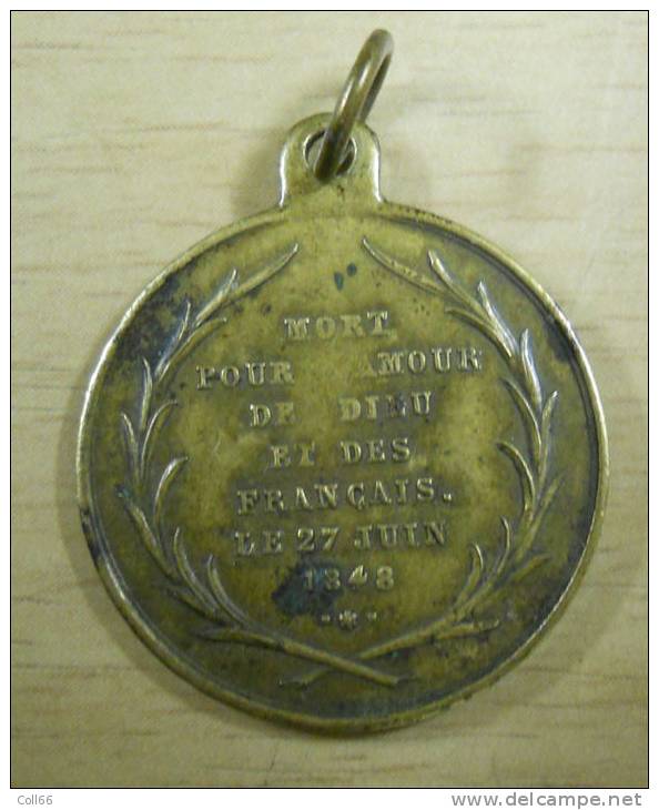Médaille Mémora Jean Michel Fabre Archevêque De Paris Blessé Aux Barricades 27 Juin 1848 Humaniste Surnommé L'Affreux - Monarquía / Nobleza